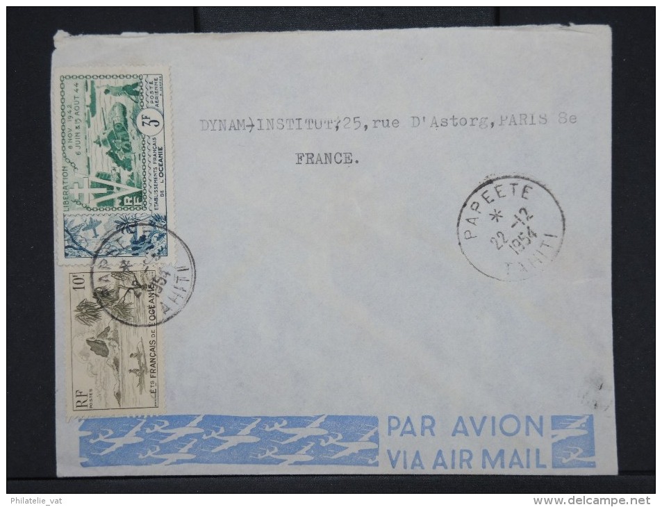 FRANCE-OCEANIE-Enveloppe De Papeete Pour La France En 1954  Aff Trés Plaisant à Voir     P5924 - Covers & Documents