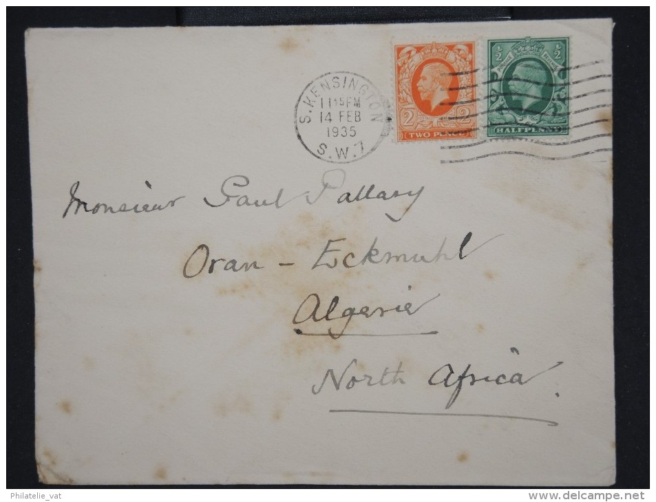 GRANDE-BRETAGNE-Enveloppe De St Kensington Pour L Algerie En 1935  à Voir     P5929 - Cartas & Documentos