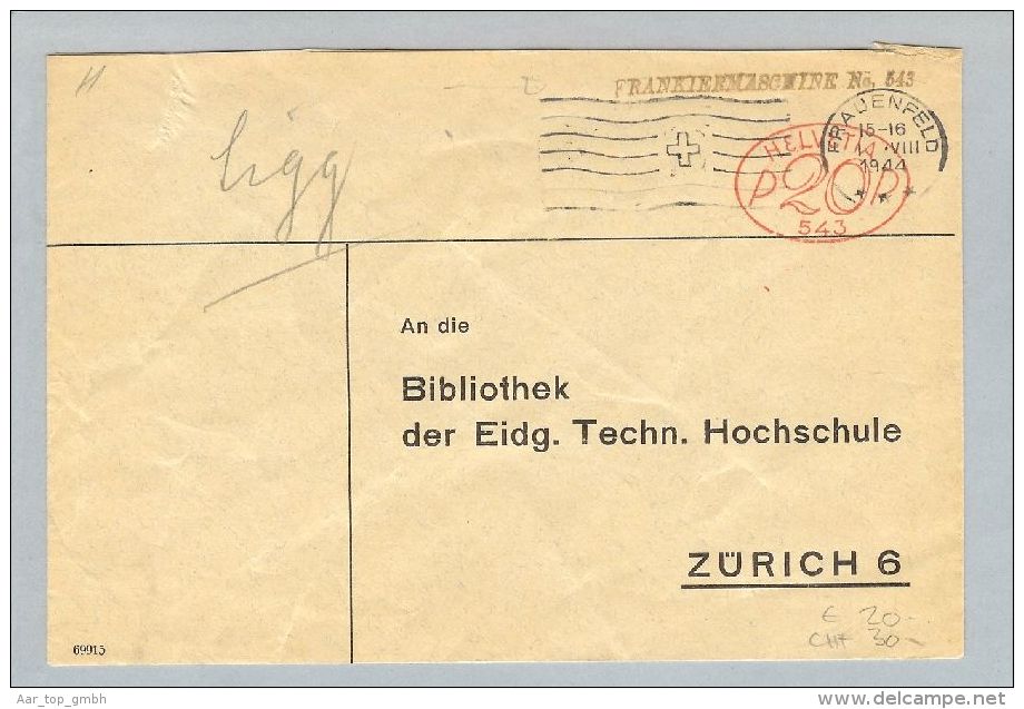MOTIV Postautomation 1944-08-01 Brief Frei-O # 543 - Frankiermaschinen (FraMA)