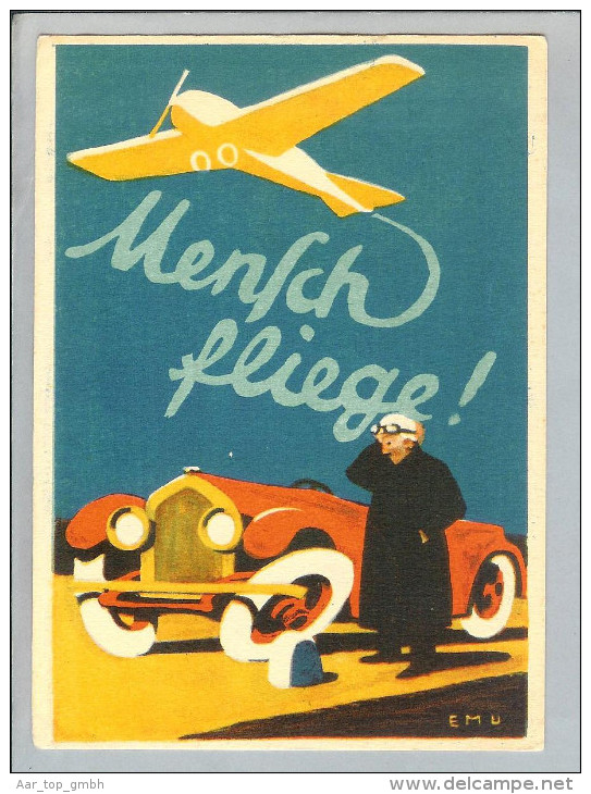 MOTIV Reklame Werbekarte Flug "Mensch Fliege" Augsburg 1936-08-11 - Publicité