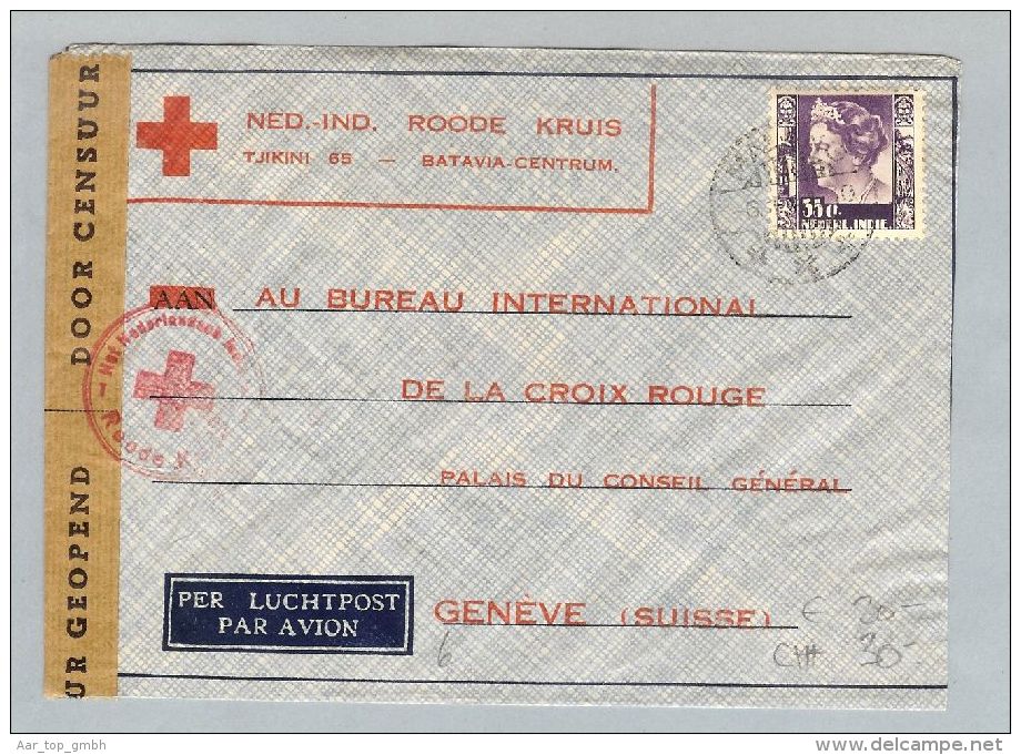 MOTIV Rot.Kreuz 1941-06-01 Brief Niederl. Indien>CH 35C EF - Indonésie