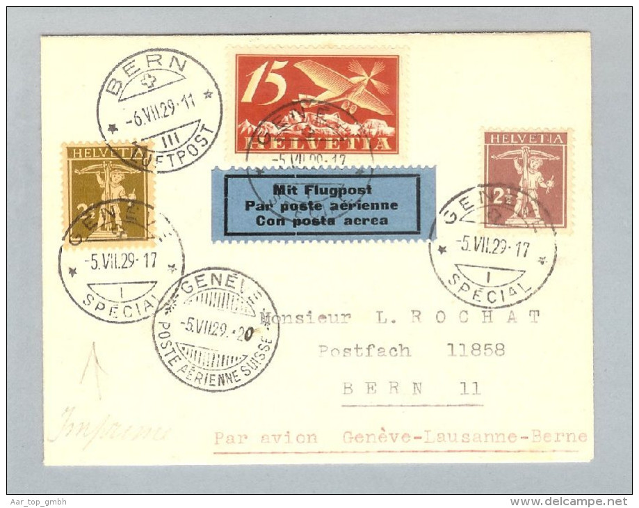 MOTIV Rot.Kreuz 1929-07-05 FP-Brief S-O (Conf.révision C-R) - First Flight Covers