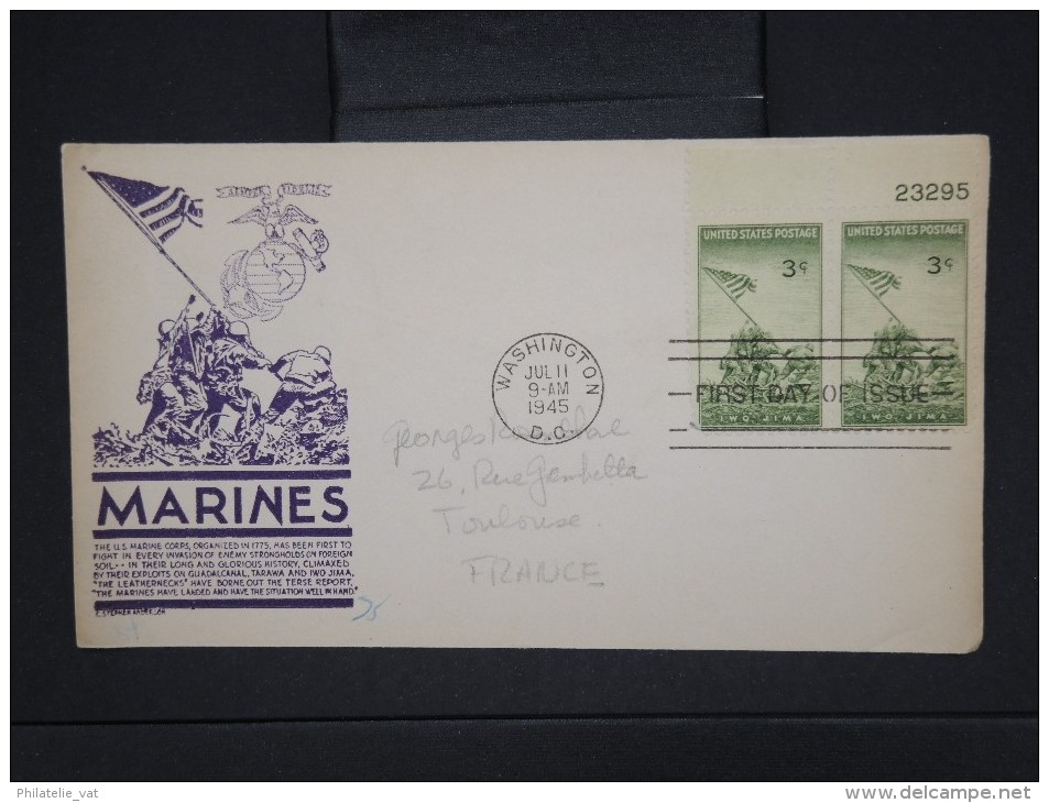 ETAS UNIS-Enveloppe Patriotique ( Marines)de Washington  Pour La France En 1945 à Voir     P5950 - 1941-1950