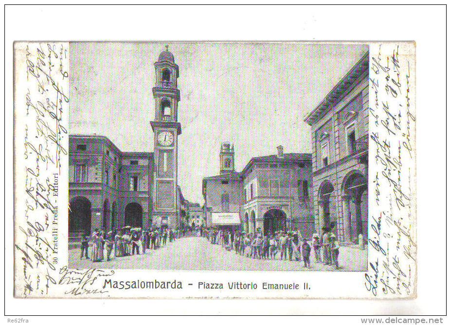 Massa Lombarda, Piazza Vittorio Emanuele II°, Animata - F.p. - Anni ´1900 - Ravenna