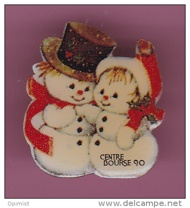 44956-Pin's.Centre Bourse.noel.bonhomme De Neige.. - Weihnachten