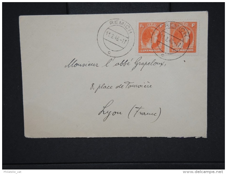 LUXEMBOURG-Enveloppe De Remich Pour Lyon En 1946   à Voir     P5966 - Storia Postale