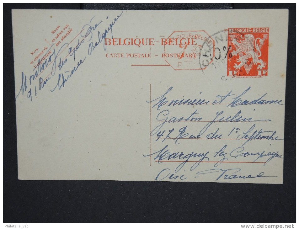 BELGIQUE -Entier Postal Surchargé  De Chene Pour La France      à Voir     P5967 - Andere & Zonder Classificatie