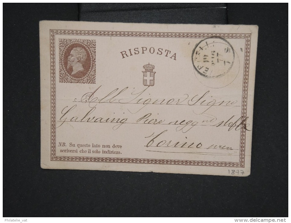 ITALIE-Entier Postal De Verceil Pour Turin En 1877    à Voir     P5968 - Ganzsachen