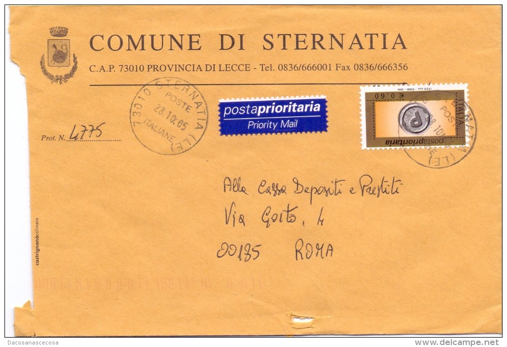 SS - COMUNE DI STERNATIA - 73010 LECCE - 2005 - PP - FTO 12X18 - TEMA TOPIC COMUNI D'ITALIA - STORIA POSTALE - Macchine Per Obliterare (EMA)
