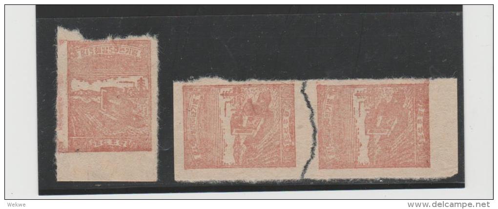 N Korea 1950 (*) 10 Won (22 X 30 Mm) 3 Stamps - Korea (Nord-)