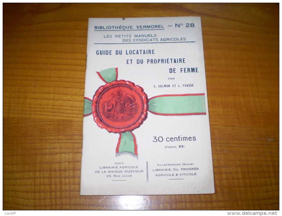 Vermorel : Guide Du Locataire Et Du Propriétaire De Ferme : Le Bail à Ferme Raisonné Par Salmon & Faasse - Jardinage