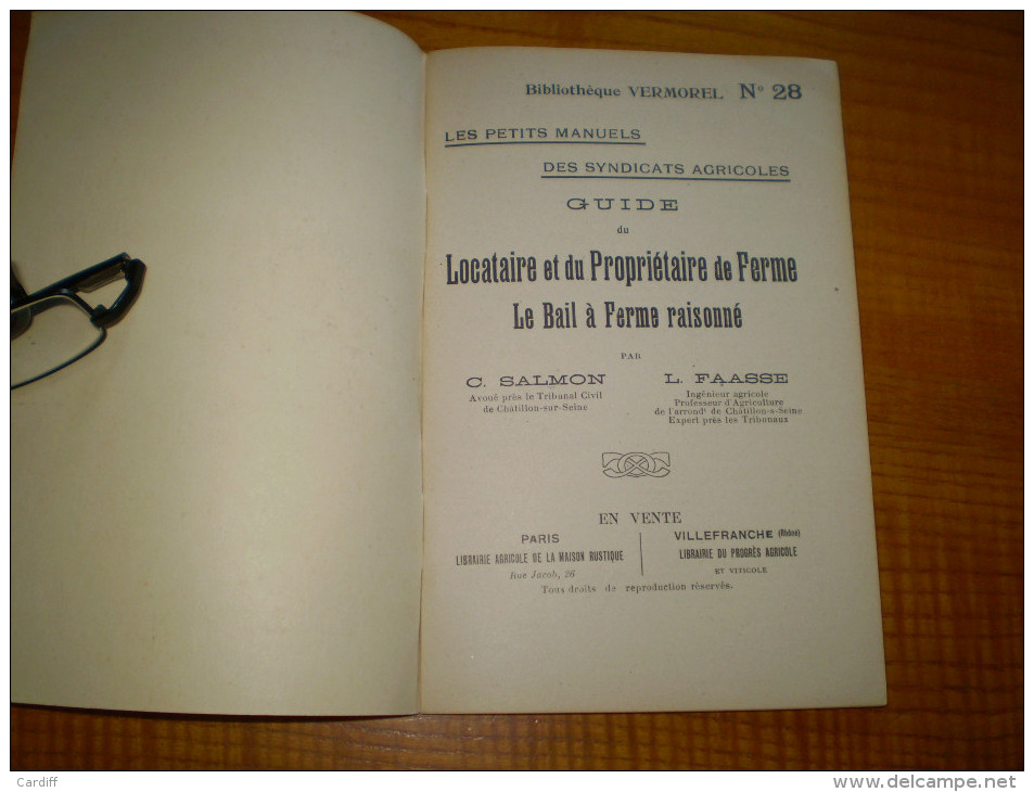 Vermorel : Guide Du Locataire Et Du Propriétaire De Ferme : Le Bail à Ferme Raisonné Par Salmon & Faasse - Garden