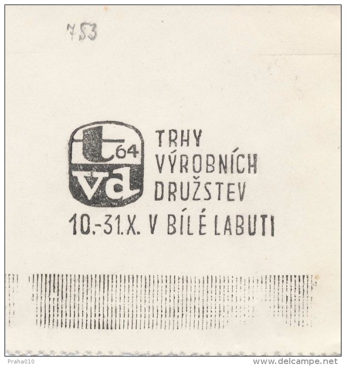 J2016 - Czechoslovakia (1945-79) Control Imprint Stamp Machine (R!): Markets Production Co-operatives In The White Swan - Proofs & Reprints