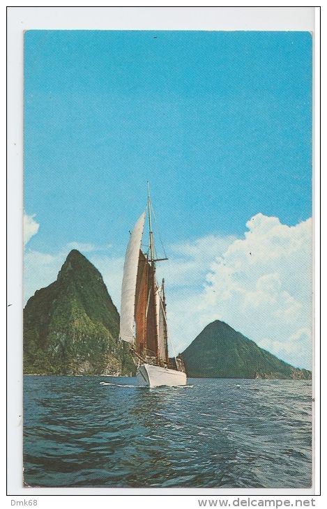 ST. LUCIA - WEST INDIENS - THE PITONS - LANDMARK OF THE CARIBBEAN - RED POSTMARK - Autres & Non Classés