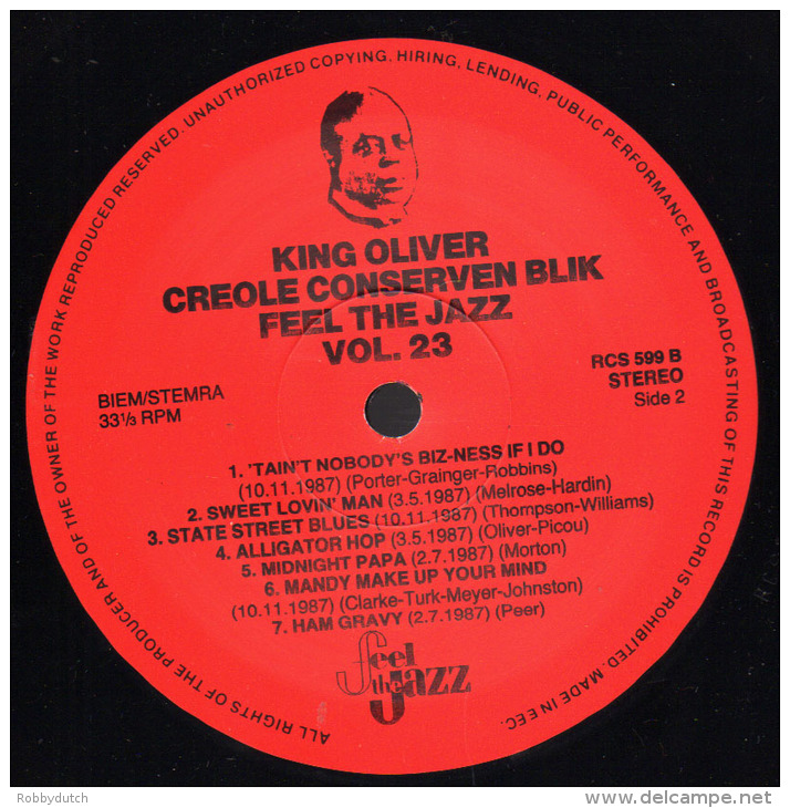 * LP *  KING OLIVER CREOLE CONSERVEN BLIK - FEEL THE JAZZ 23 (Holland 1987 EX-!!!) - Jazz