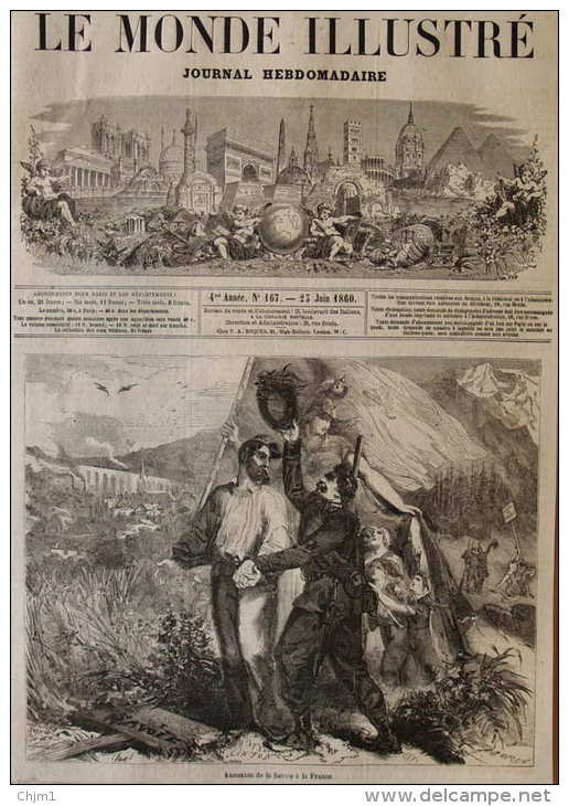 Annexion De La Savoie  - M. Dieu à La France - Page Original 1860 - Historical Documents