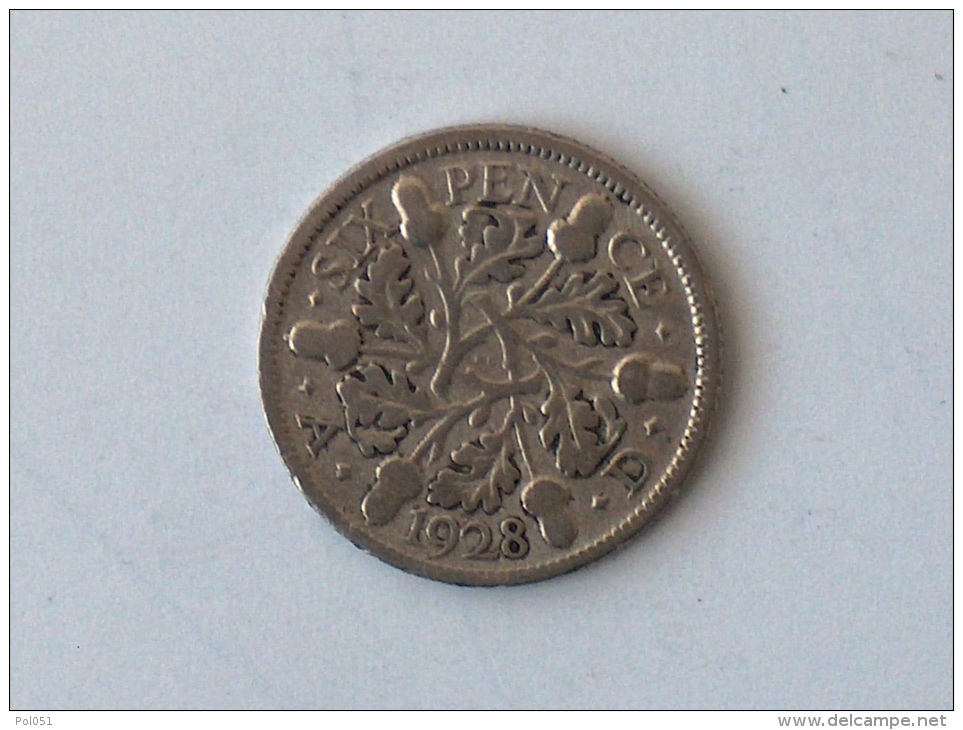 UK GRANDE BRETAGNE SIX 6 PENCE 1928 ARGENT SILVER - H. 6 Pence