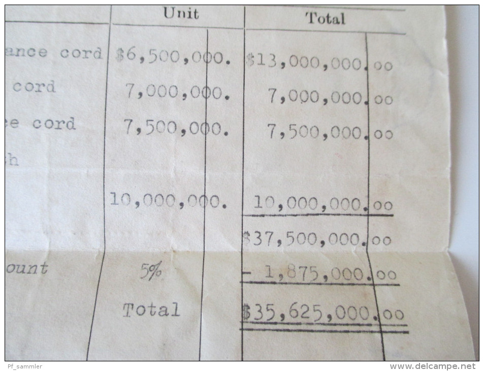 China 1947. Rechnung. Invoice. Schöne Frankatur! Asia Electric Company.  Toller Beleg. Roter Stempel. Fiskal?