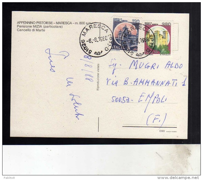 MARESCA APPEMNNINO PISTOIESE 8 8 1988 CARTOLINA POST CARD   VIAGGIATA - Autres & Non Classés