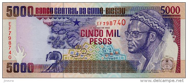 GUINEA BISSAU 5000 PESOS 1993 PICK 14b UNC - Guinea–Bissau