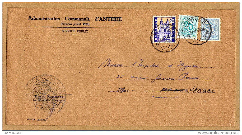 Enveloppe Brief Cover Administration Communale D'Anthée - Briefe U. Dokumente