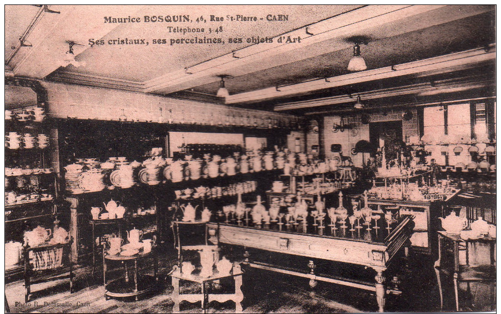 Cpa  14  Caen " Maurice Bosquin ",46 Rue, Saint Pierre , ..cristaux,porcelaines, Objet D´art - Caen