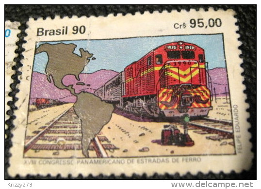 Brazil 1990 The 18th Anniversary Of The Pan-American Railways Congress, Rio De Janeiro 95.00cr - Used - Used Stamps