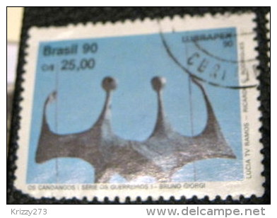 Brazil 1990 Brazilian-Portuguese Stamp Exhibition Sculpture 25.00cr - Used - Usados