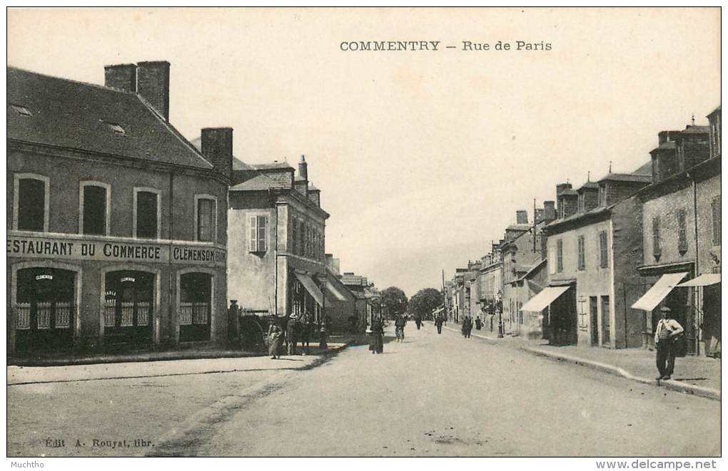 Dep - 03 - COMMENTRY Rue De Paris Restaurant Du Commerce Clemenson - Commentry