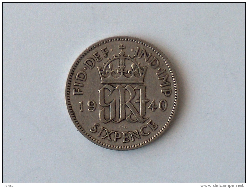 UK GRANDE BRETAGNE SIX 6 PENCE 1940 ARGENT SILVER - H. 6 Pence
