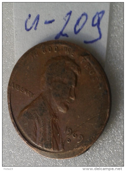 1 Cent - 1969 - USA - (Lot U 209) - 1959-…: Lincoln, Memorial Reverse