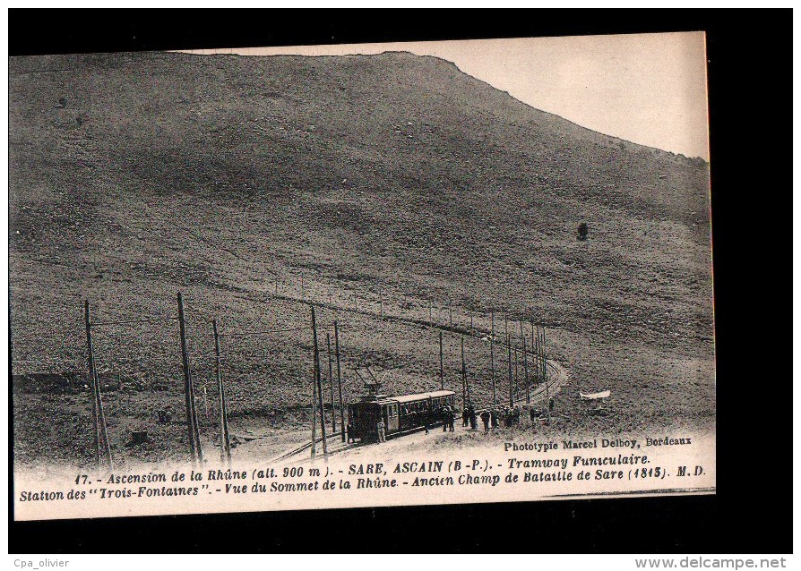 64 ASCAIN SARE Chemin De Fer, Tramway Funiculaire, Station Des 3 Fontaines, Ed MD 17, 192? - Ascain