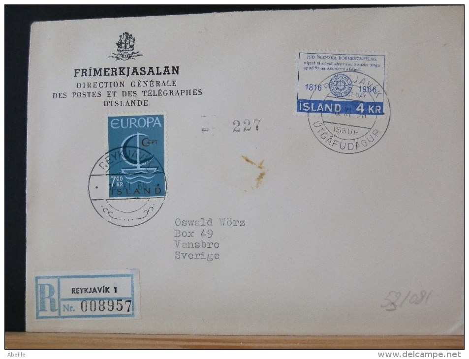 53/081   LETTRE  ISLANDE - Storia Postale