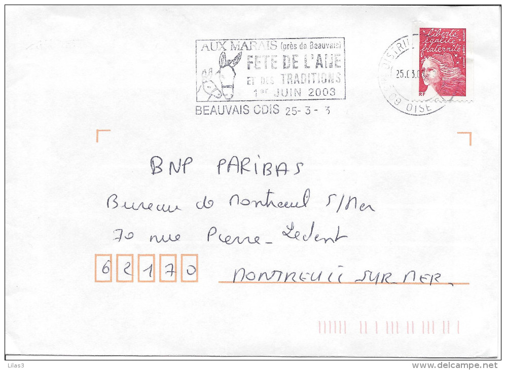 Flamme Beauvais CDIS 2002 Aux Marais Fête De L'âne Et Des Traditions - Donkeys