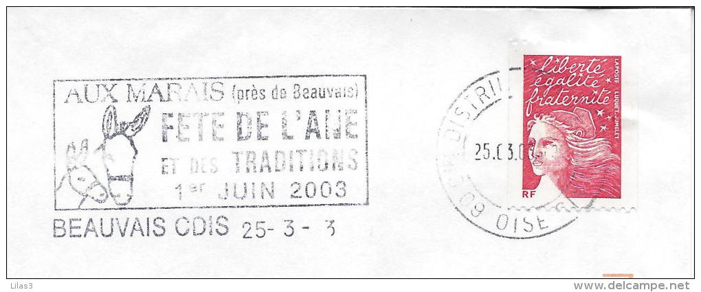 Flamme Beauvais CDIS 2002 Aux Marais Fête De L'âne Et Des Traditions - Donkeys