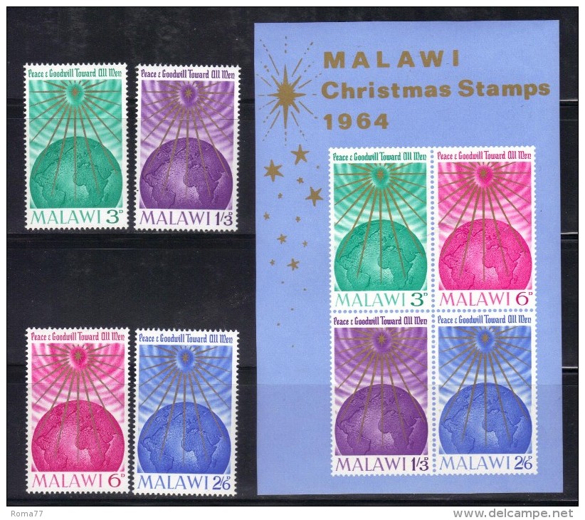 GF439 - MALAWI 1964, BF N. 1 PIù La Serie *** MNH . Natale - Malawi (1964-...)