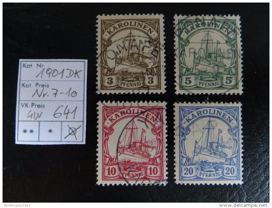 1901  " Kolonial-Schiffszeichnung "   Ohne Wz.   4 Werte Gestempelt   LOT 641 - Karolinen