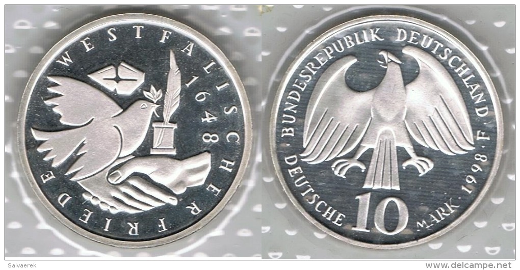 ALEMANIA DEUTSCHLAND 10 MARK 1998 F PLATA SILVER - Collections