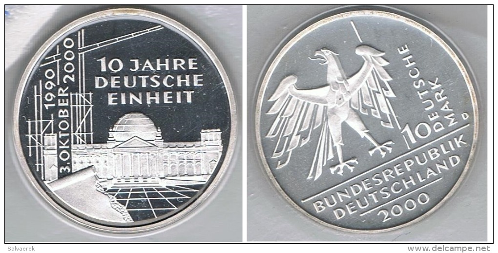 ALEMANIA DEUTSCHLAND 10 MARK 2000 D PLATA SILVER - Collezioni