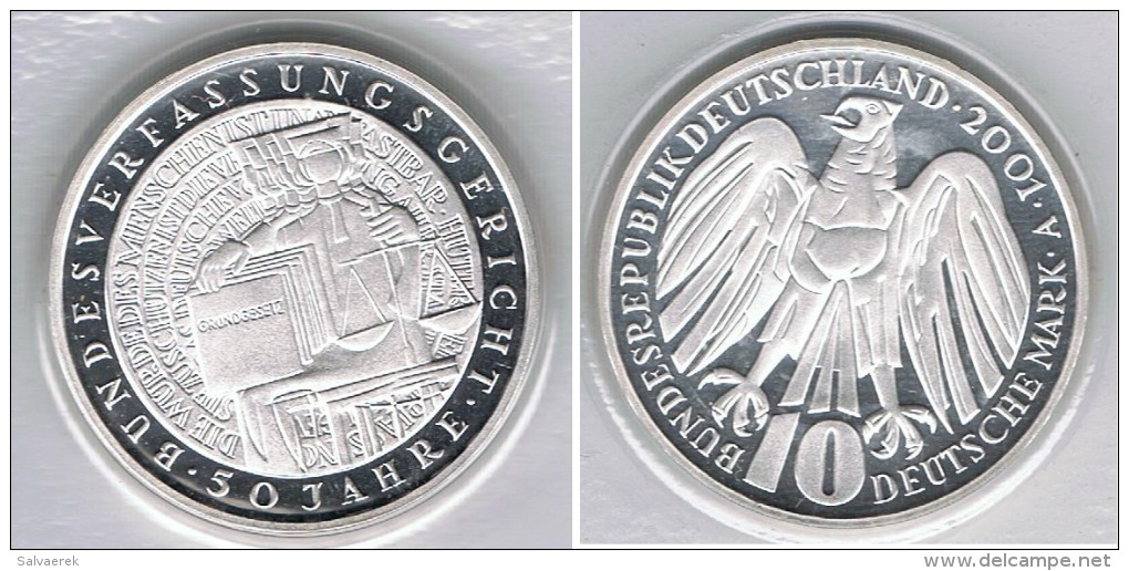 ALEMANIA DEUTSCHLAND 10 MARK 2001 A PLATA SILVER - Collezioni