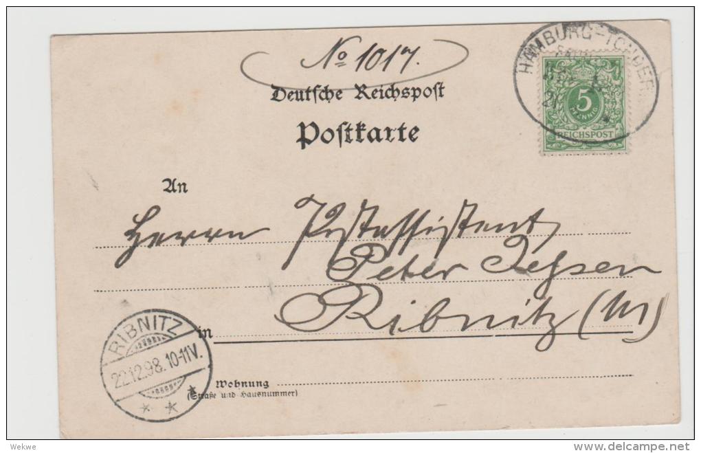 SH065a/ Glückstadt 1898. Mehrfachansichten Mit Bahnpost Hamburg-Tondern Befördert - Glueckstadt