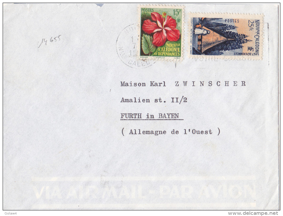 14655# NOUVELLE CALEDONIE LETTRE PAR AVION Obl NOUMEA Pour FURTH In BAYERN ALLEMAGNE - Covers & Documents