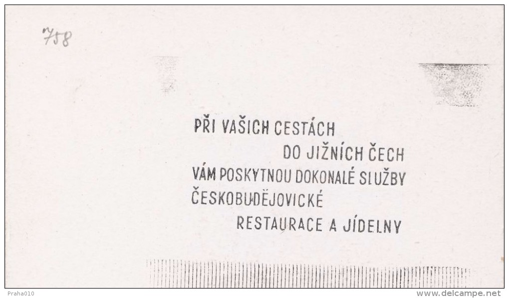 J2027 - Czechoslovakia (1945-79) Control Imprint Stamp Machine (R!): Restaurants And Canteens City Ceske Budejovice - Hotel- & Gaststättengewerbe