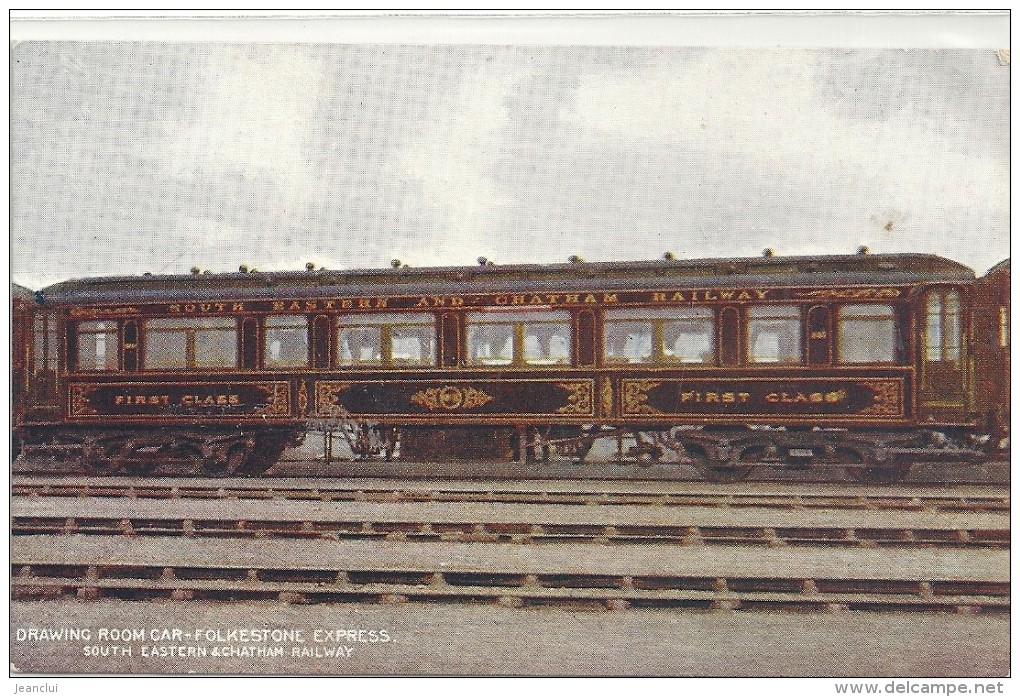 --DRAWING ROOM CAR-FOLKESTONE EXPRESS..SOUTH EASTERN & CHATAM RAILWAY--CARTE NON ECRITE-- - Trains