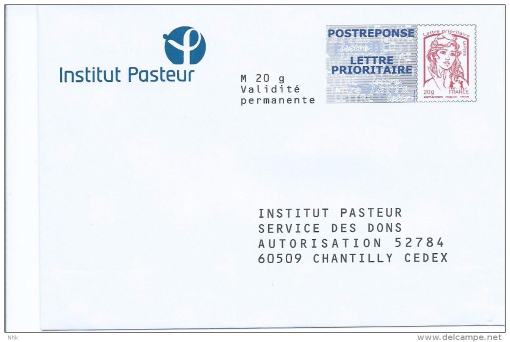 Entiers Postaux : Enveloppe Réponse Type Ciappa -Kavena Institut Pasteur 13P418 NF 316/12 ** - PAP : Antwoord /Ciappa-Kavena