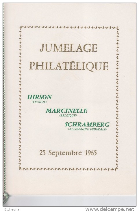 = Jumelage Philatélique France-Belgique-Allemagne Fédérale Timbres Europa 1965 De Ces 3 Pays 25-26-27.9.1965 - 1965