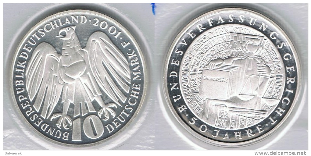 ALEMANIA 10 DEUTSCHE MARK F 2001 PLATA SILVER - Sammlungen