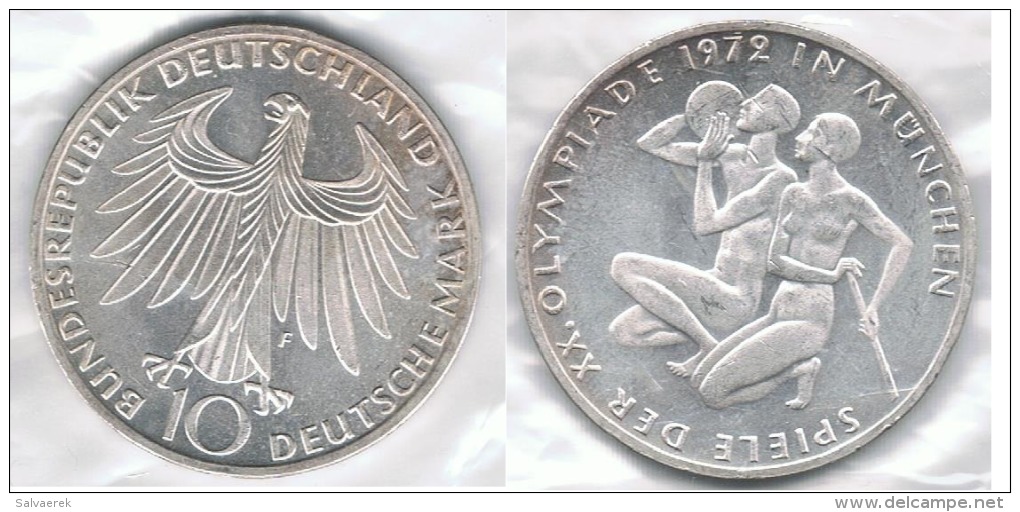 ALEMANIA 10 DEUTSCHE MARK F OLYMPIADE 1972  ATLETAS  PLATA SILVER - Collections