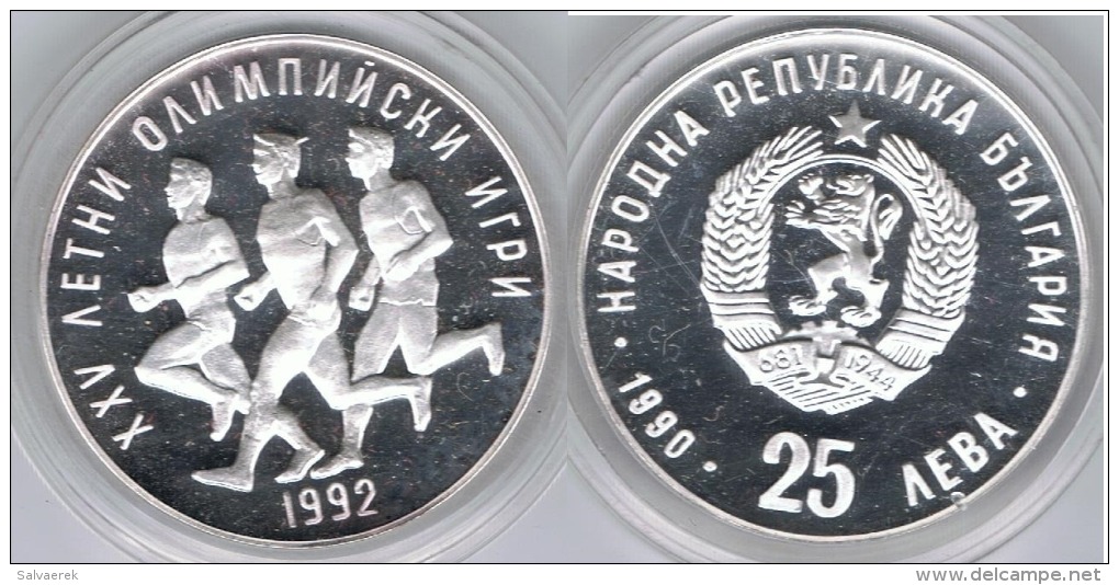 BULGARIA 25 LEBA OLIMPIADA 1990 PLATA SILVER - Bulgaria