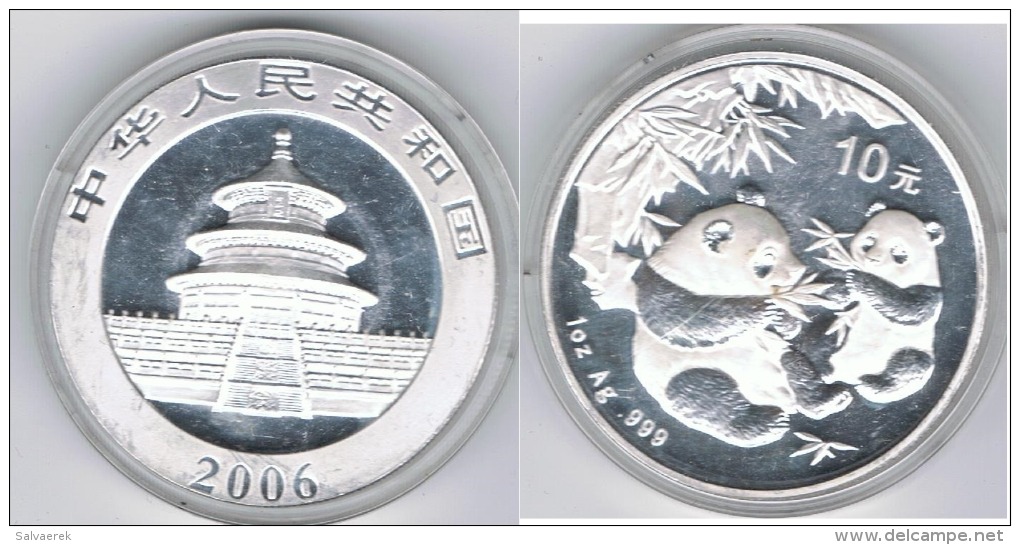 CHINA 10 YUANG  OUNCE  PANDA 2006 PLATA SILVER - Chine